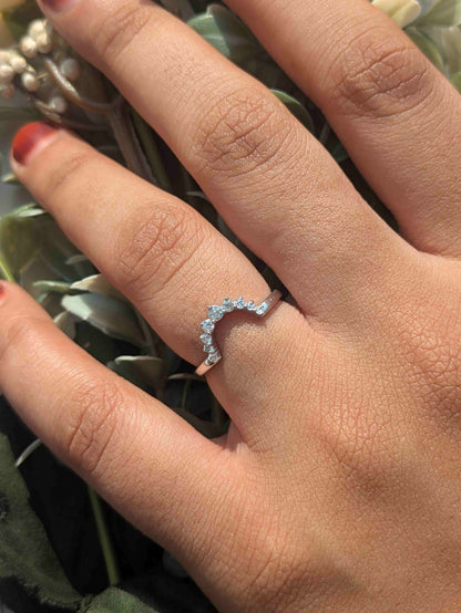 Curve Crown Silver Stackable Ring For Women