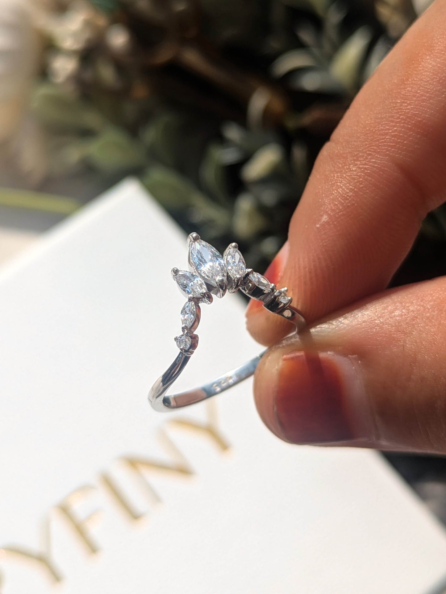Marquise Crown Silver Stackable Ring For Women