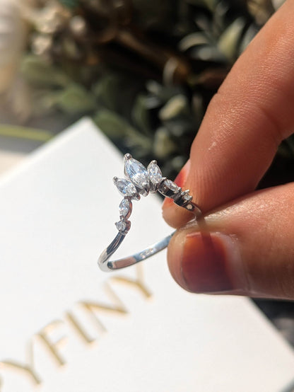 Marquise Crown Silver Stackable Ring For Women