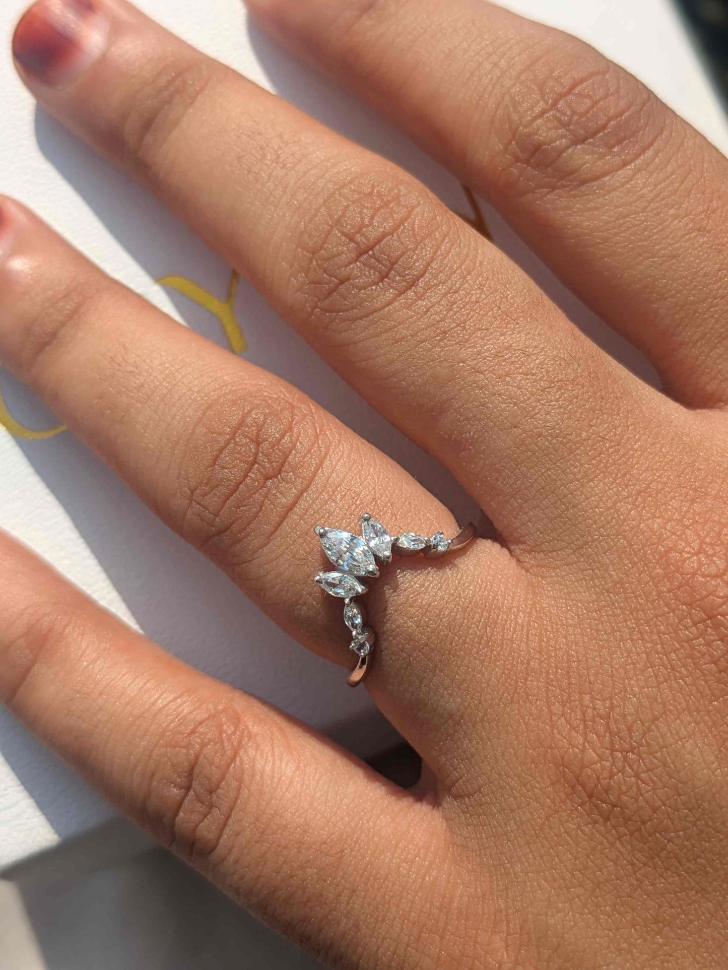 Marquise Crown Silver Stackable Ring For Women