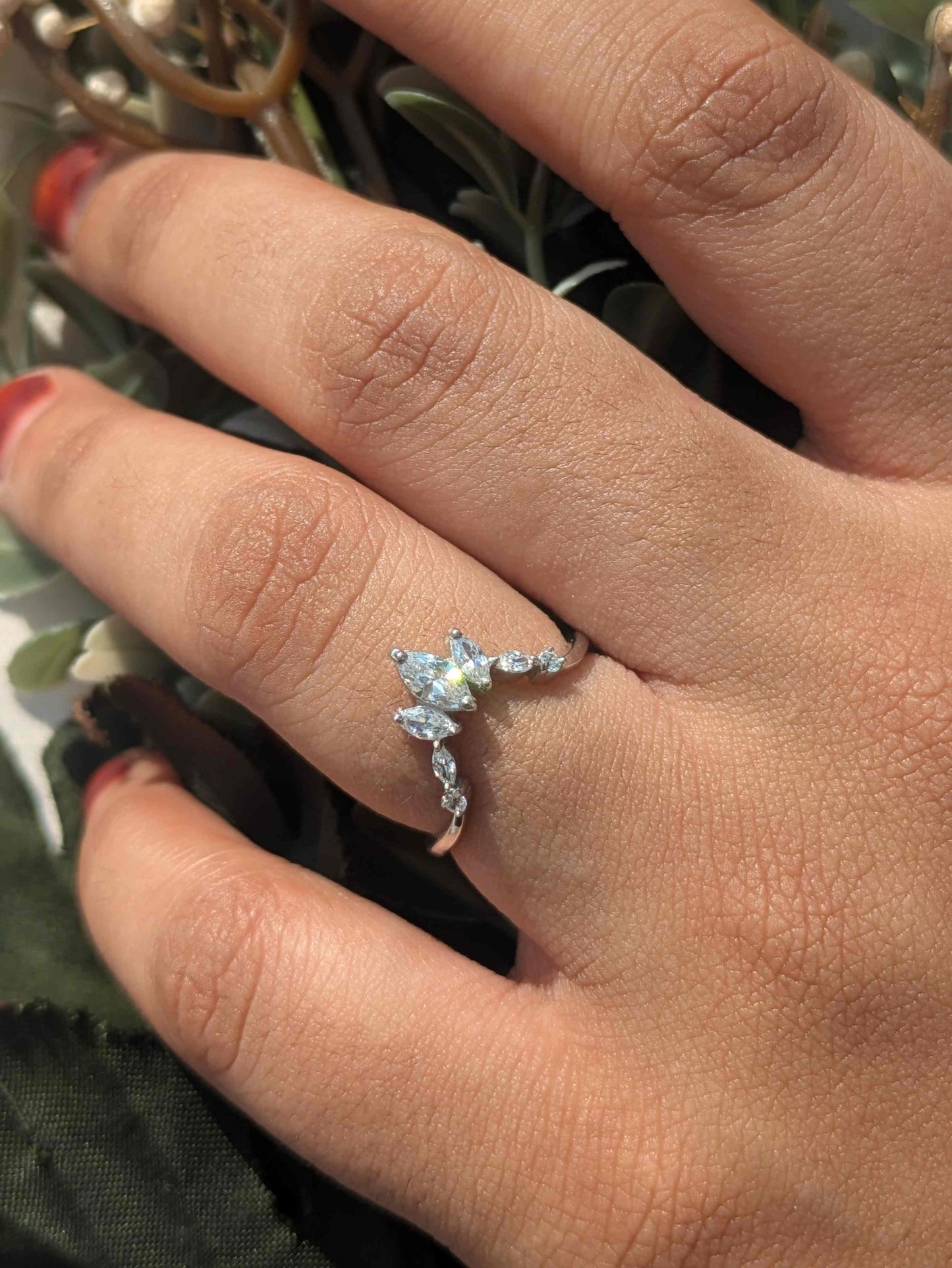 Marquise Crown Silver Stackable Ring For Women