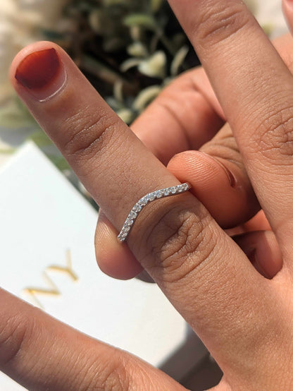 Curve Silver Stackable Ring For Women