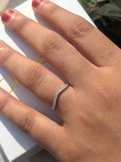 Curve Silver Stackable Ring For Women