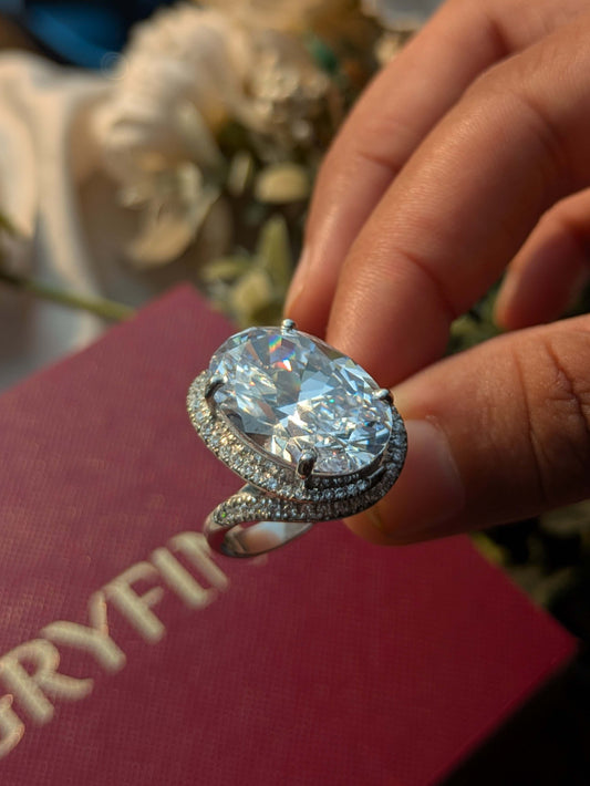 Empress Oval Silver Ring For Women