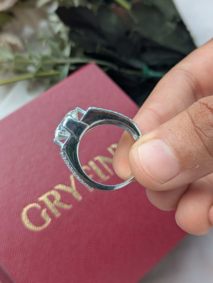 12 mm Round Silver Engagement Ring For Men