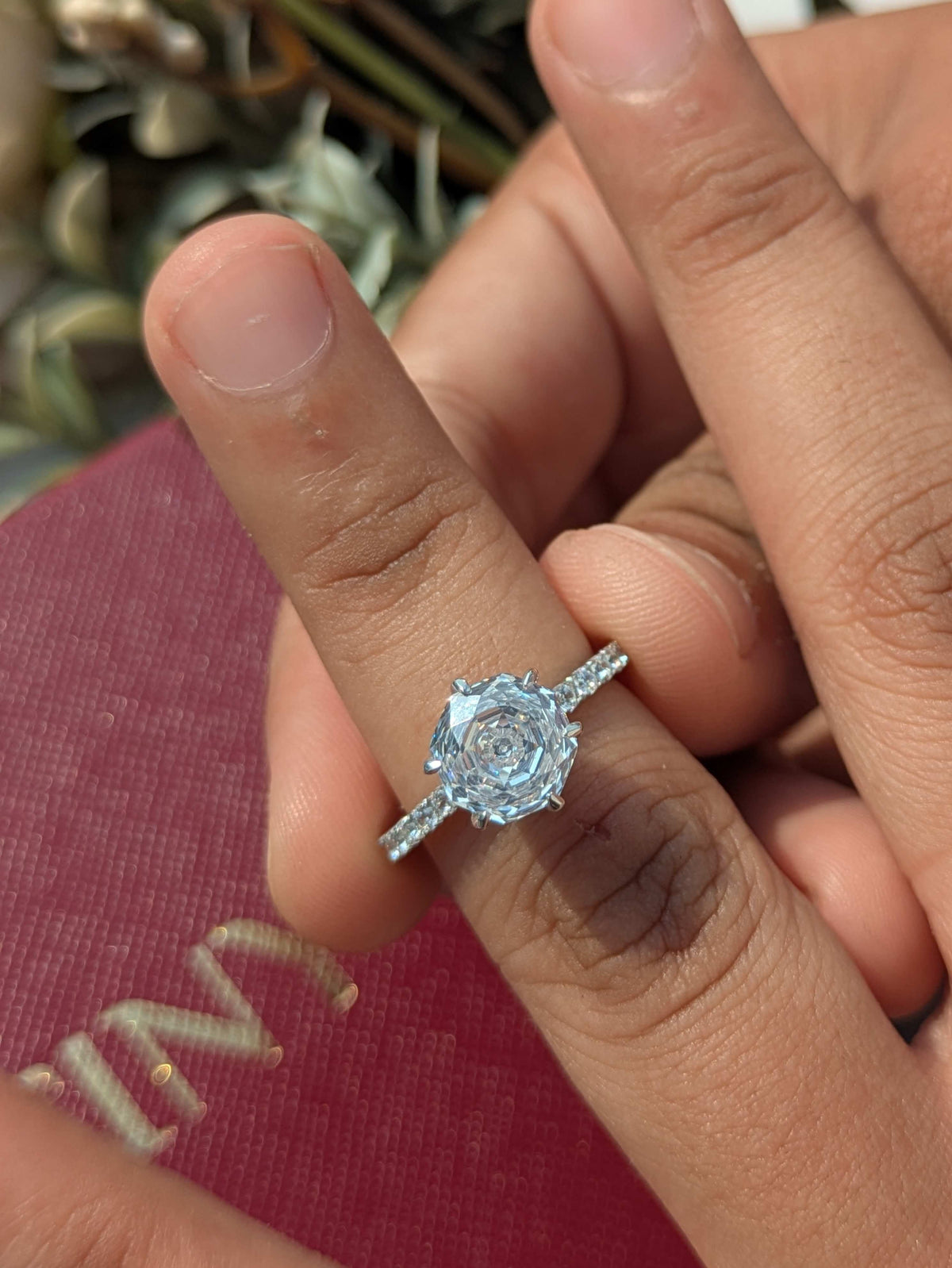 2Ct White Rose Cut Blossom Silver Solitare Ring For Women