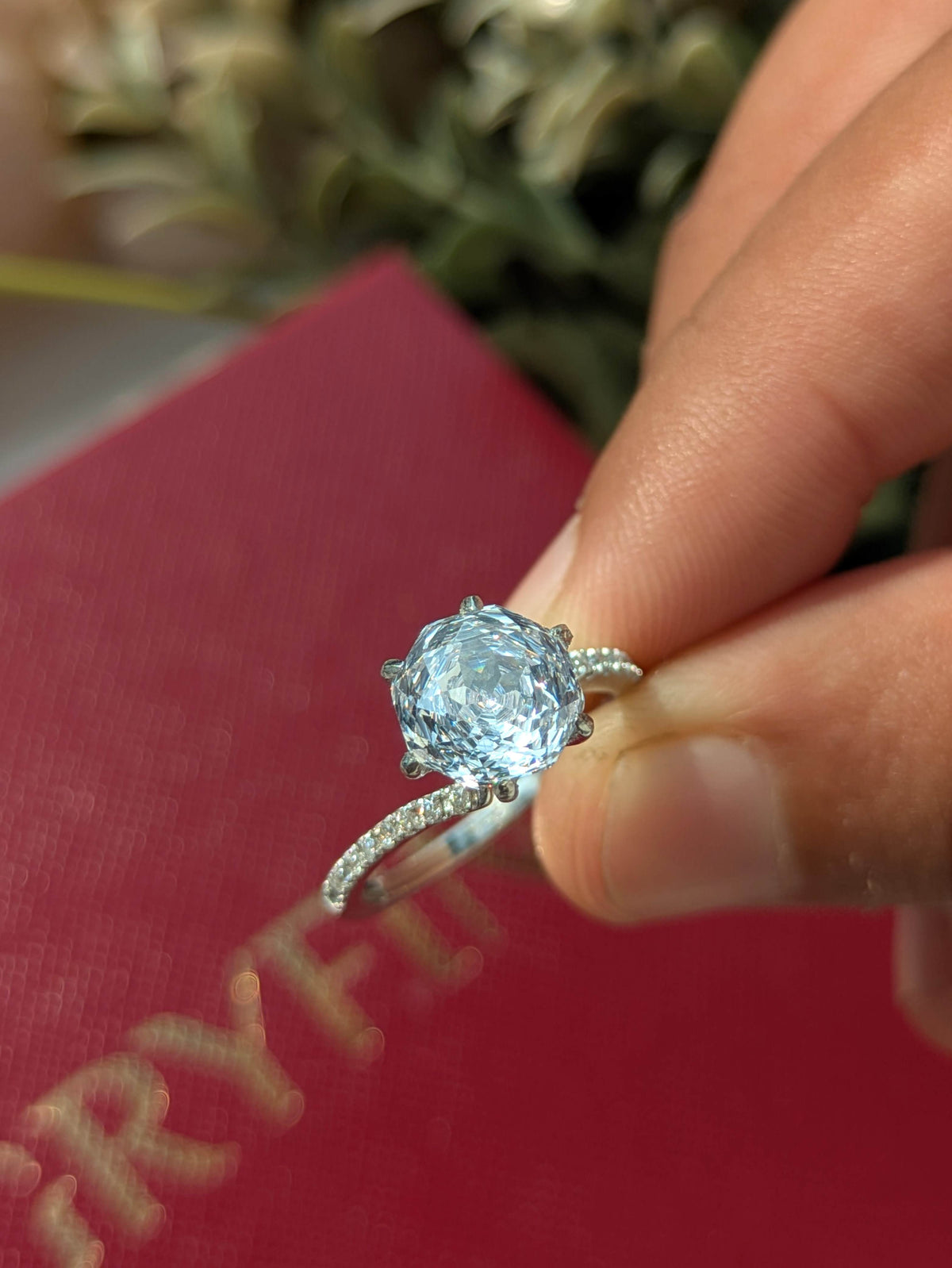 2Ct White Rose Round Bypass Solitaire Silver Ring For Women