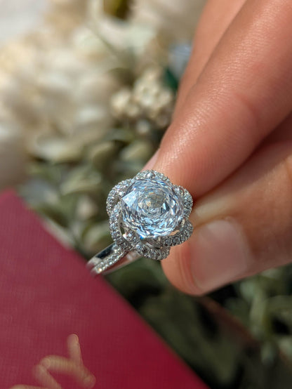 2Ct White Rose Cut Cynthia Luxe Round Solitaire Silver Ring For Women