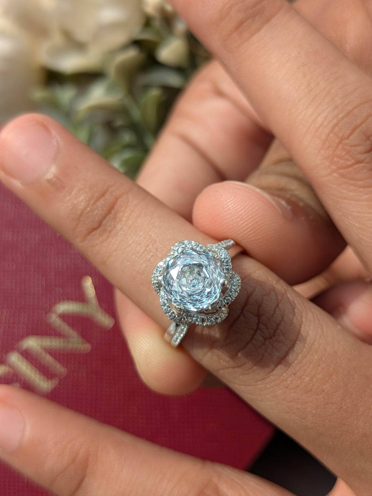 2Ct White Rose Cut Cynthia Luxe Round Solitaire Silver Ring For Women
