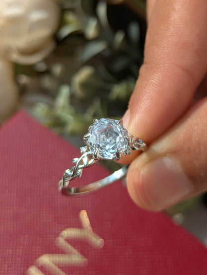 2Ct White Rose Cut Silver Solitare Ring For Women