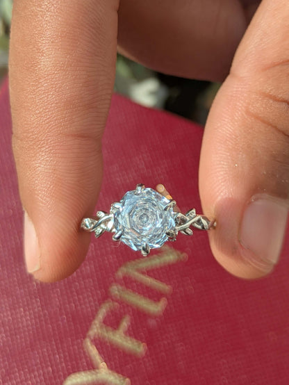 2Ct White Rose Cut Silver Solitare Ring For Women