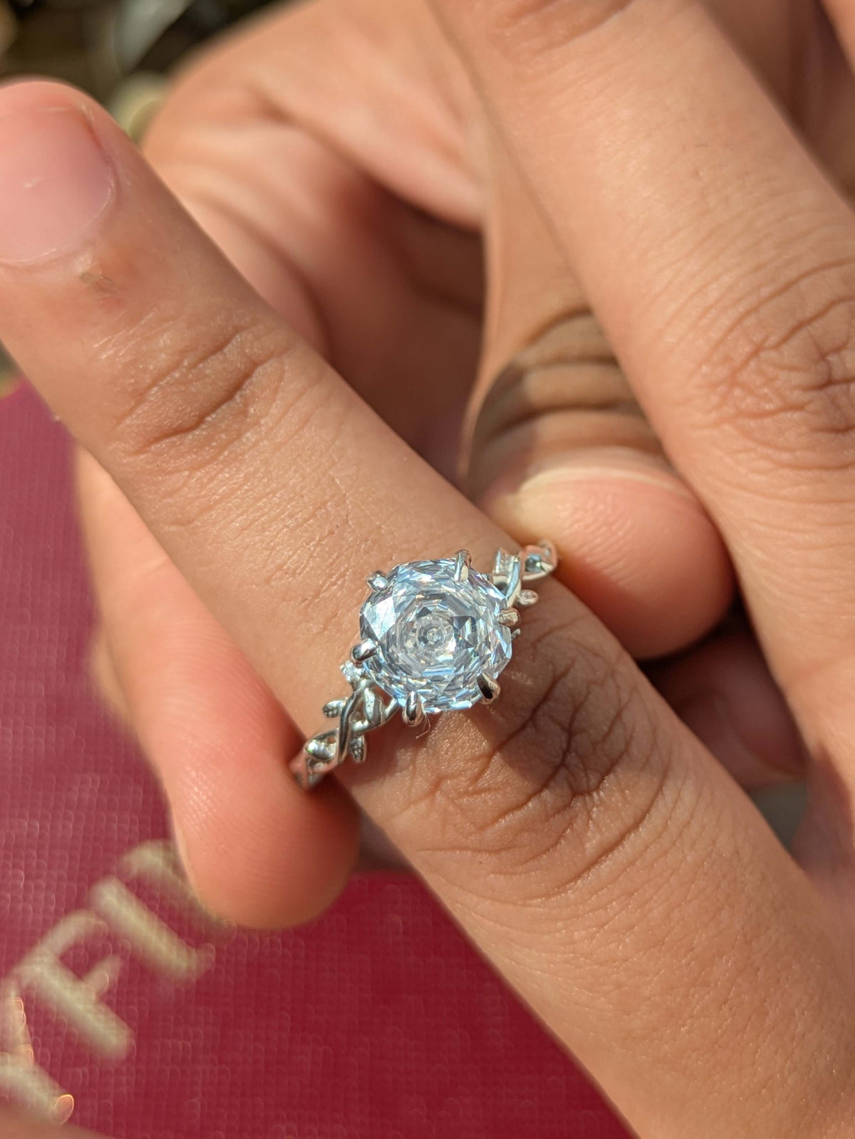 2Ct White Rose Cut Silver Solitare Ring For Women
