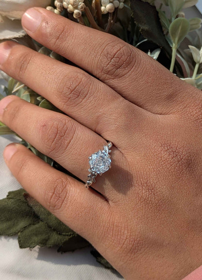 2Ct White Rose Cut Silver Solitare Ring For Women