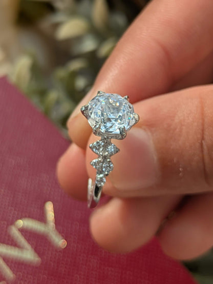 2Ct White Rose Cut Eliza Silver Solitare Ring For Women