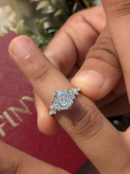 2Ct White Rose Cut Eliza Silver Solitare Ring For Women