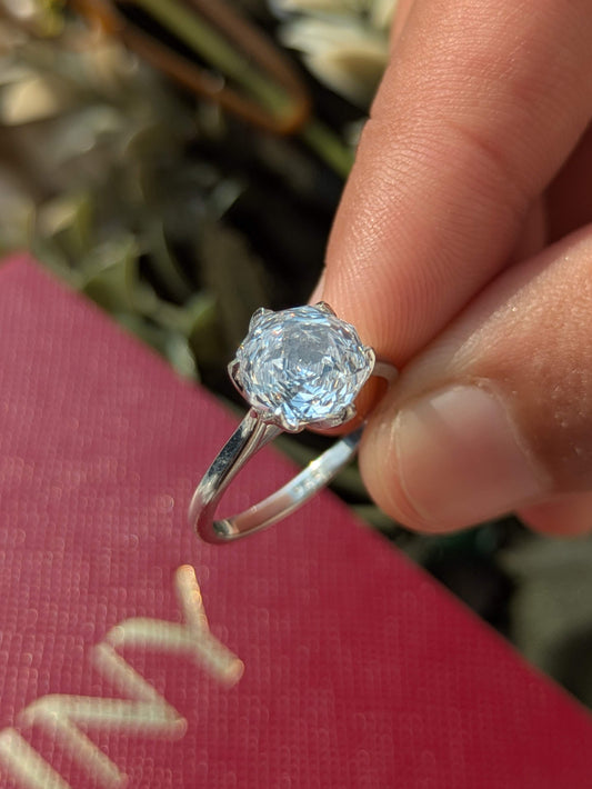 2Ct White Rose Cut Tulip Setting Silver Solitare Ring For Women
