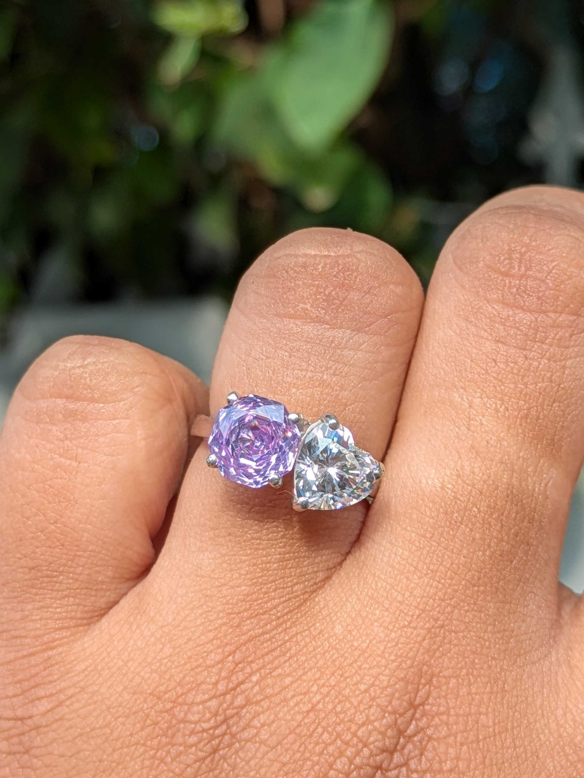 3.8Ct Purple Round & Heart Toi Et Moi Solitaire Silver Ring (Copy)