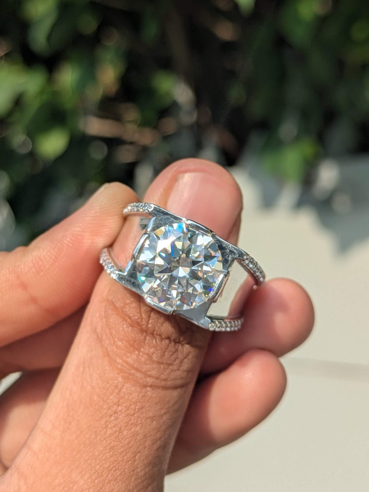 12 mm Round Silver Engagement Ring For Men