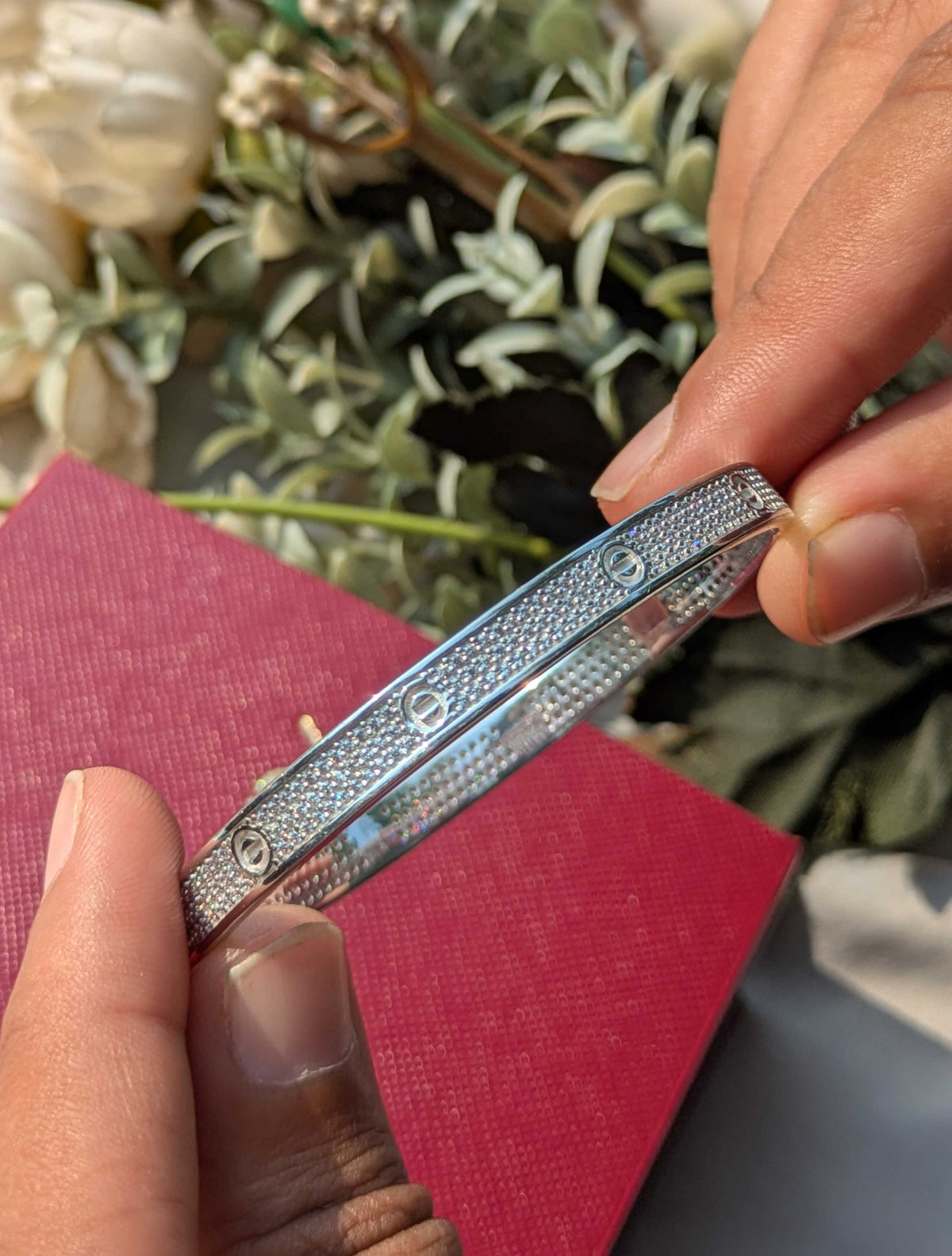 Diamond Silver Bangle For Women