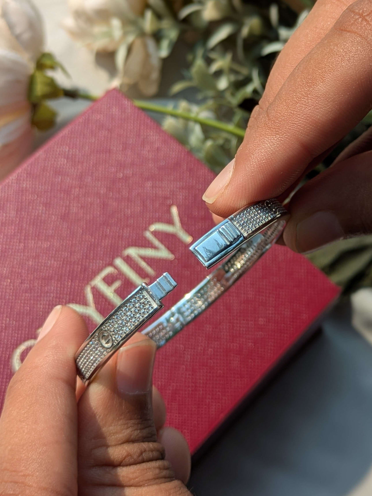 Diamond Silver Bangle For Women
