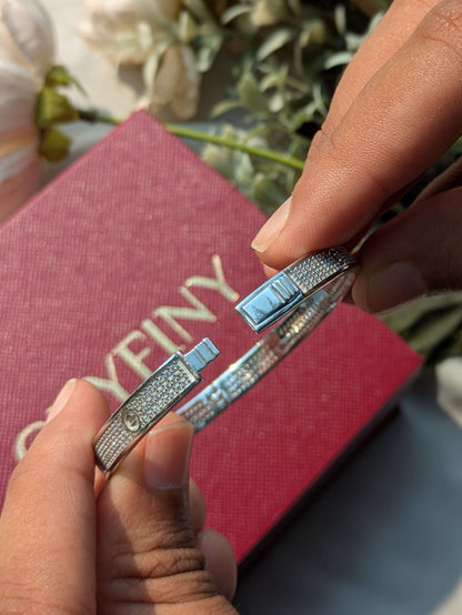 Diamond Silver Bangle For Women