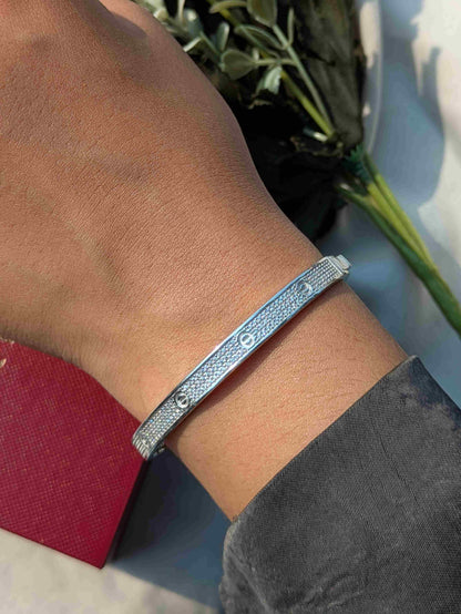 Diamond Silver Bangle For Women
