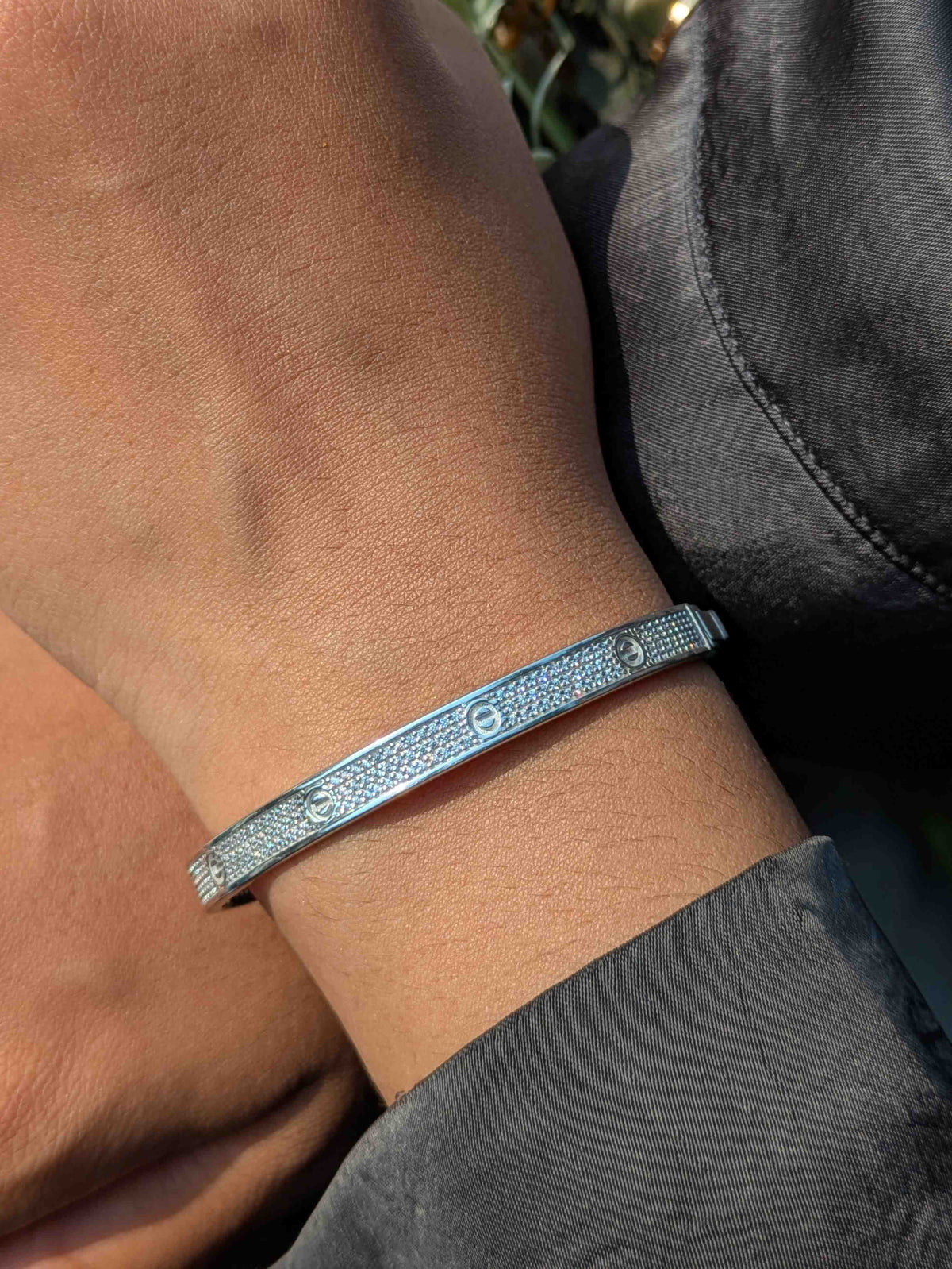 Diamond Silver Bangle For Women