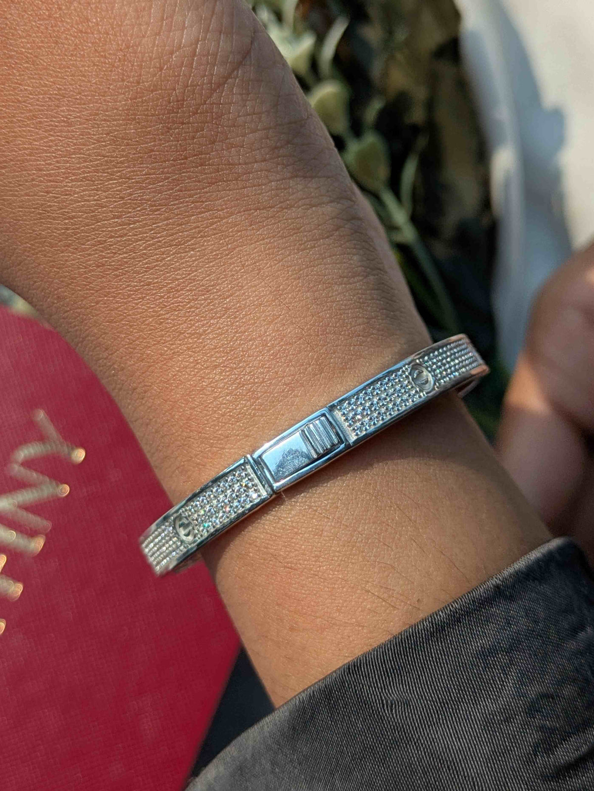 Diamond Silver Bangle For Women