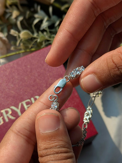 Noelle 3-Stone Silver Chain Bracelet For Women