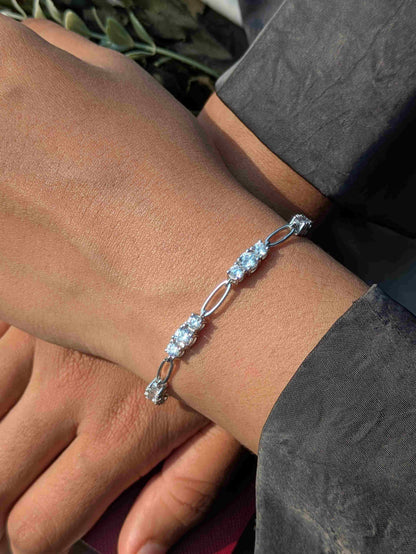 Noelle 3-Stone Silver Chain Bracelet For Women