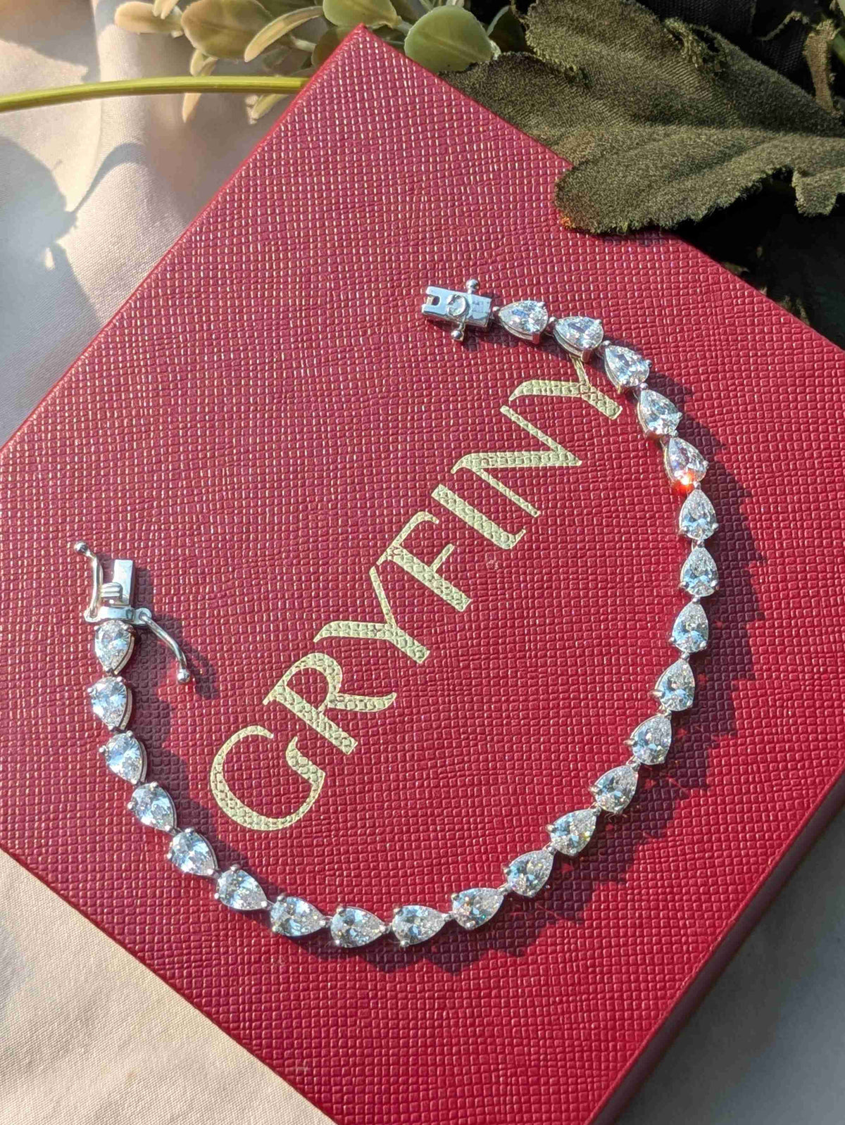 Luna Pear Tennis Silver Bracelet