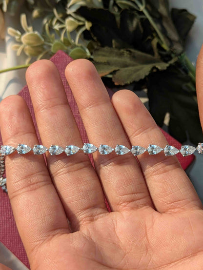Luna Pear Tennis Silver Bracelet