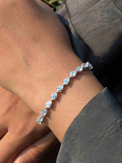 Luna Pear Tennis Silver Bracelet