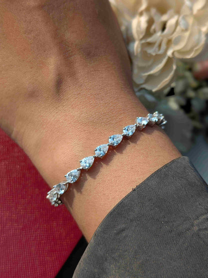 Luna Pear Tennis Silver Bracelet