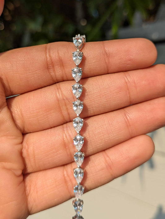 Luna Pear Tennis Silver Bracelet