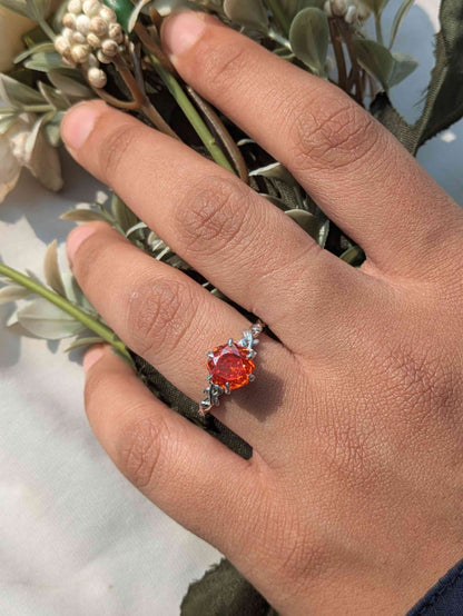 2Ct Fire Red Rose Cut Eliza Silver Solitare Ring For Women