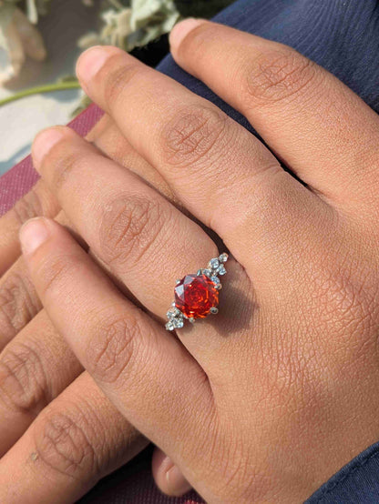 2Ct Fire Red Rose Cut Eliza Silver Solitare Ring For Women