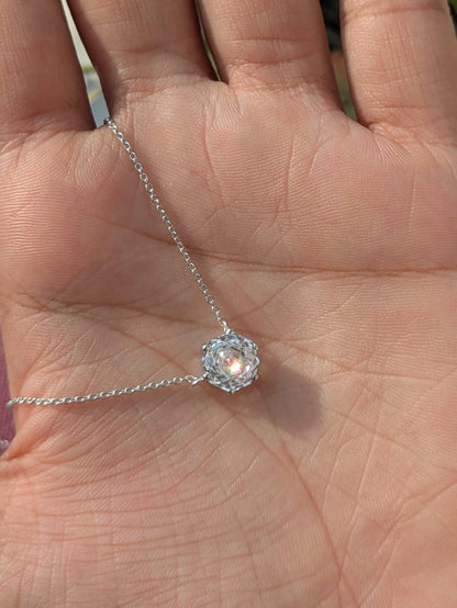 2Ct White Cut Pink Round Diamond Pendant