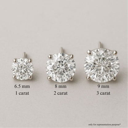 Moissanite Portuguese Cut Round Silver Studs