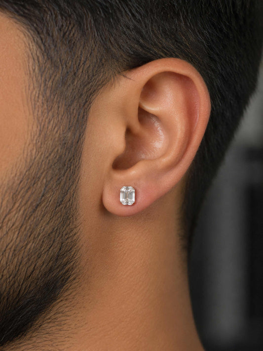 Emerald Silver Stud for Mens