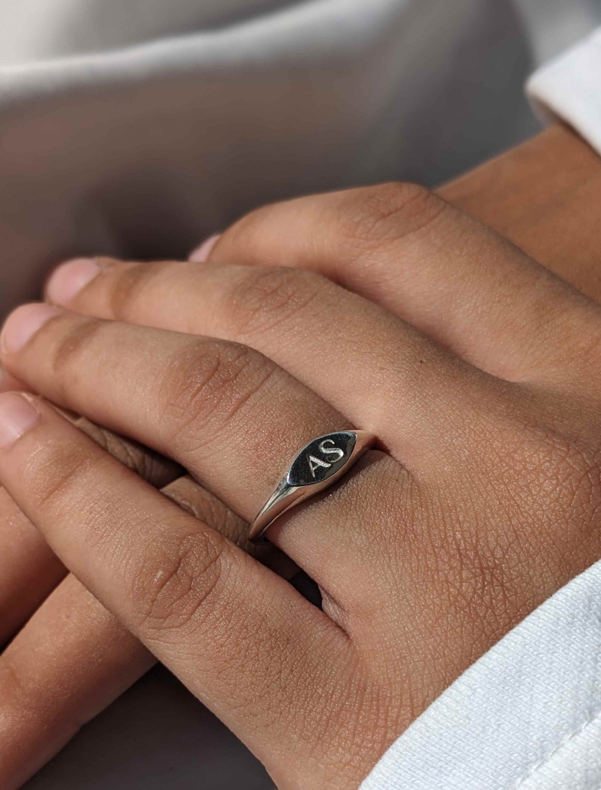 Sterling Silver My Jewellery Initial Ring MOISSANITE Letters A-Z