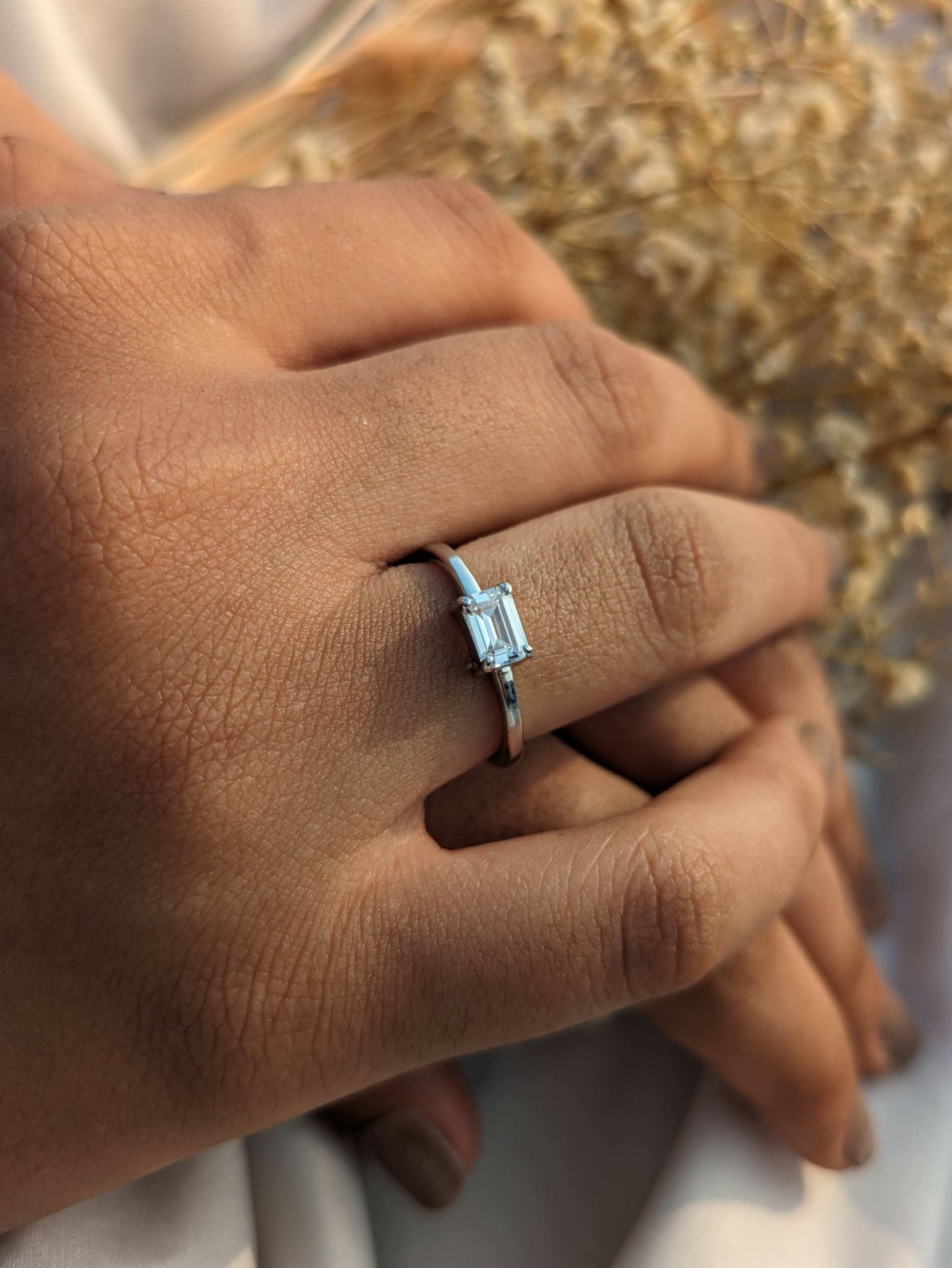 Emery Silver Emerald Diamond Ring