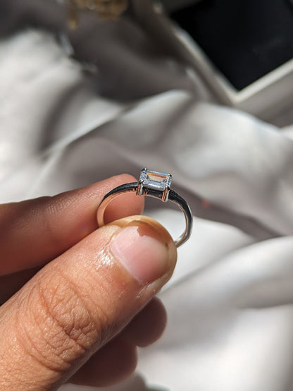 Emery Silver Emerald Diamond Ring