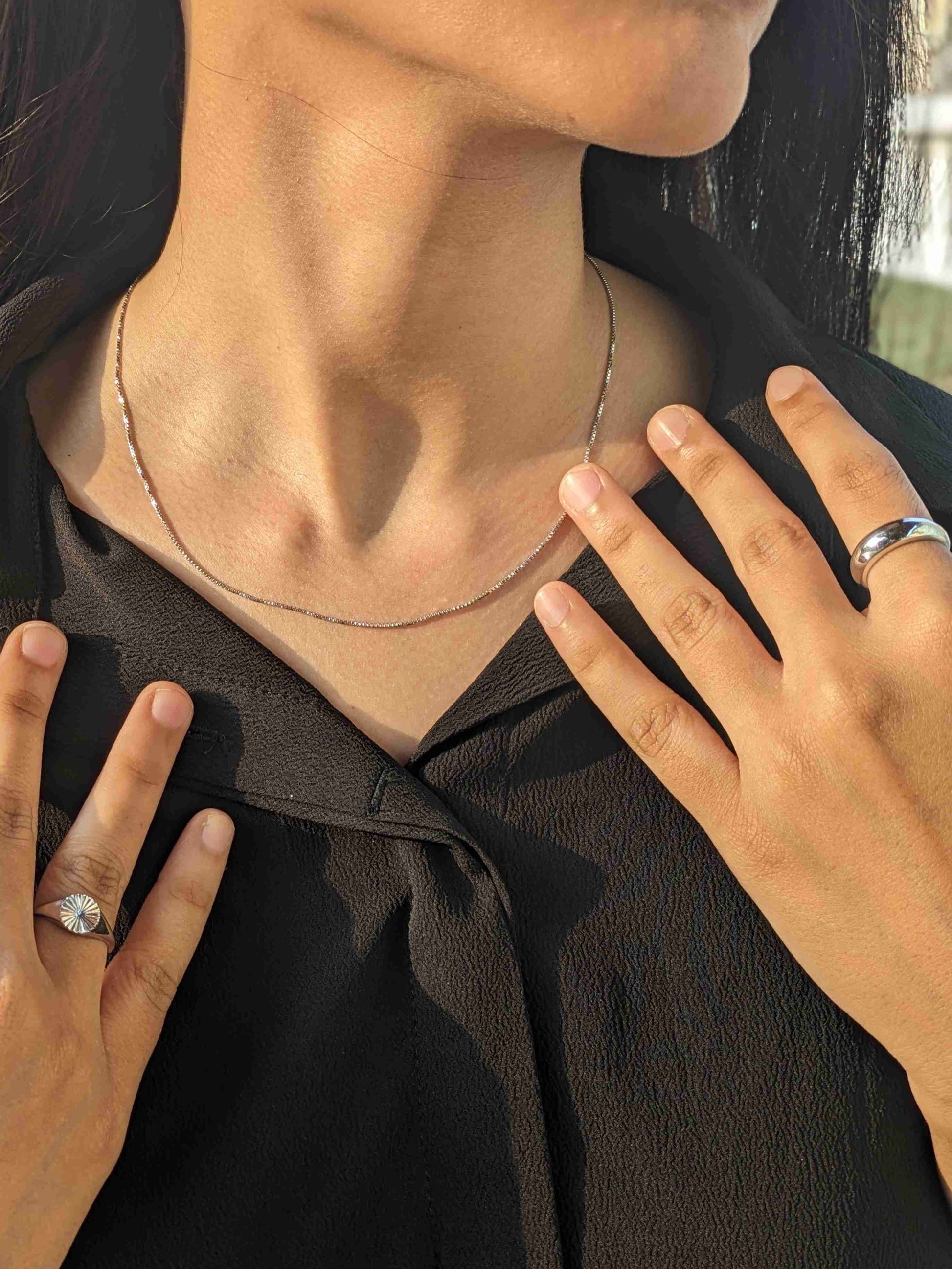 Sterling Silver Wearing Wedding Ring On Chain 925 Sterling Silver