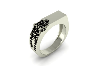 Black Panthera Silver Ring For Men