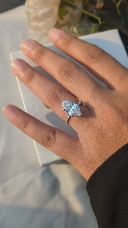 4.2Ct Lauren Marquise Solitaire Silver Ring For Women