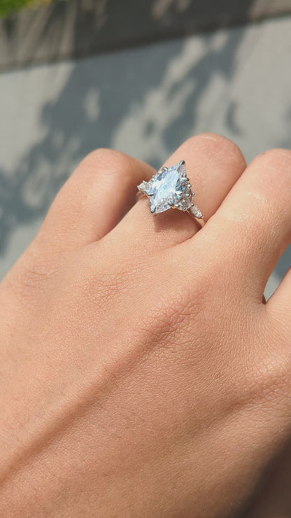 2.5 Ct Marquise Floral Solitaire Silver Ring For Women