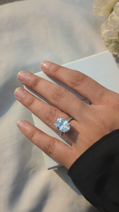 5.5Ct Isabella Oval Solitaire Silver Ring