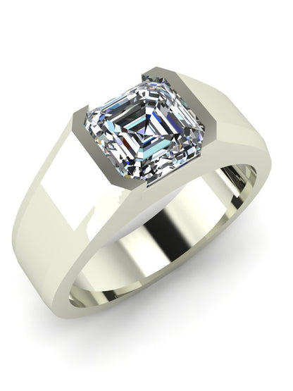 1.5 Ct Asscher Open Bezel Silver Engagement Ring For Men
